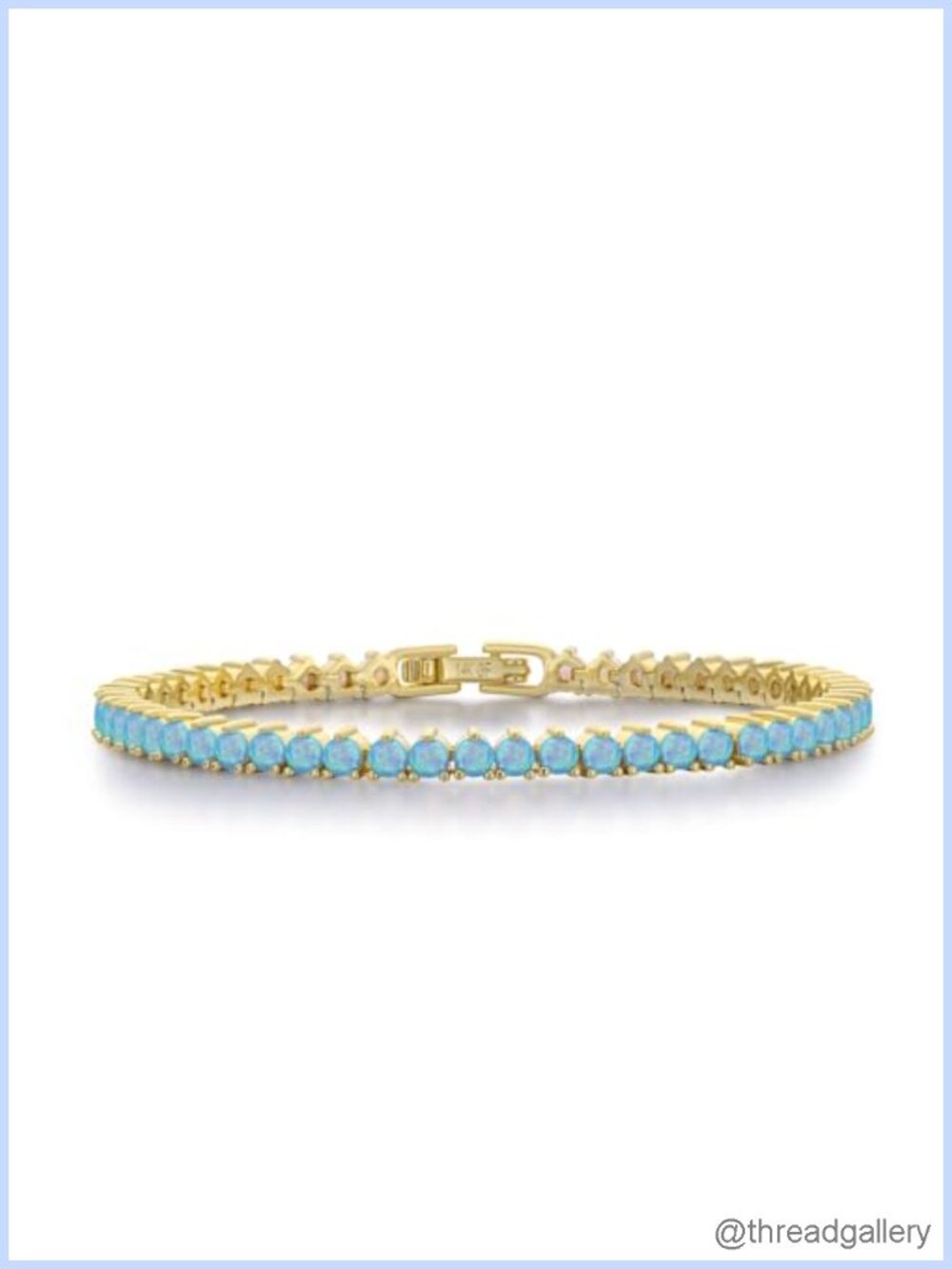 14K Gold Filled Tennis Bracelet Natural Blue Opal 3mm Women's Elegant Jewelry